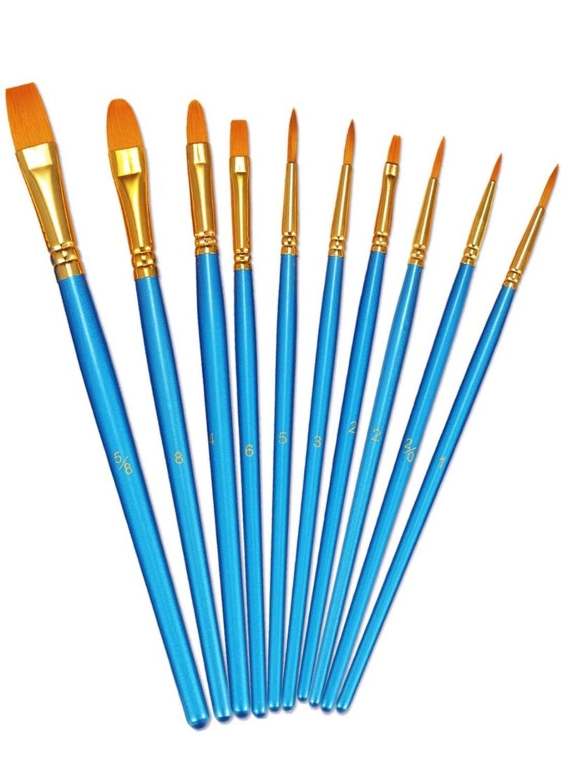 ZedPlay 10-Piece Paint Brush Set for Acrylic, Watercolor & Oil Painting – Nylon Hair Artist Brushes with Pointed Tips – Art Supplies for Canvas, Paper, Craft & Kids Painting Projects - Image 1